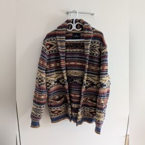 American Eagle Outfitters Shawl Collar Cardigan in Navy, Cream & Rust